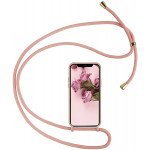 Wholesale Crossbody Lanyard Neck Strap Adjustable Necklace Pro Silicone Case Bag for iPhone 12 / 12 Pro 6.1 (Pink)